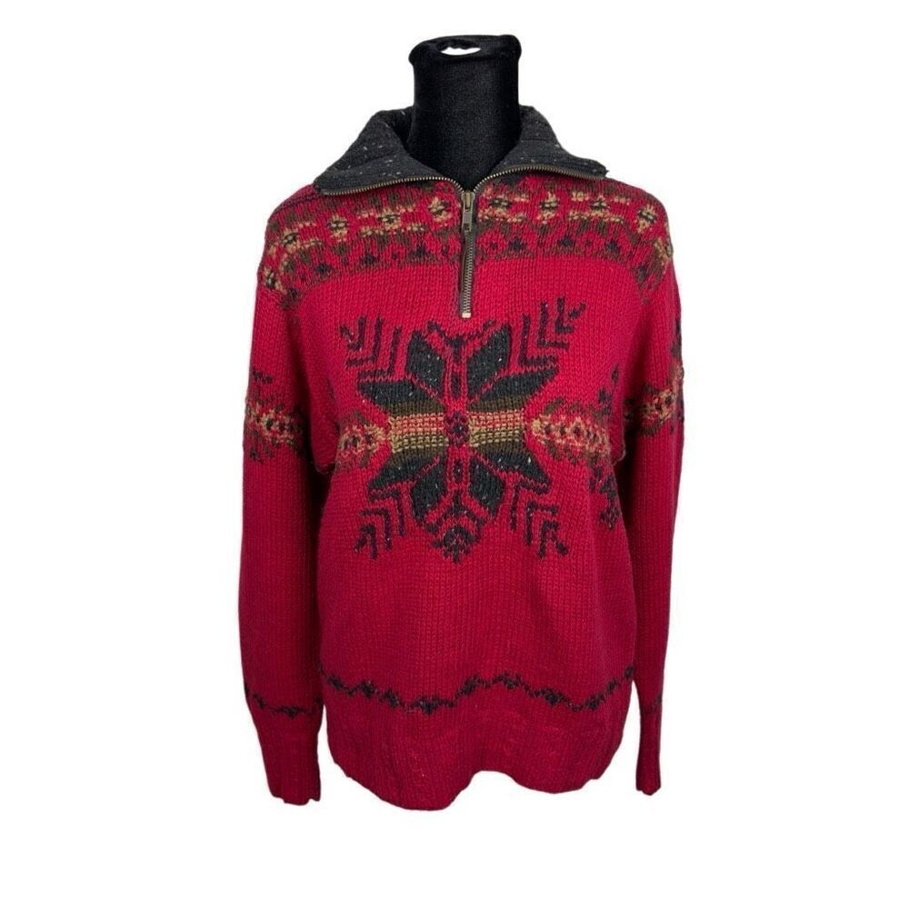 Vintage G.H. Bass Linen / Cotton Icelandic Hand Knit Holiday Sweater - Women’s M